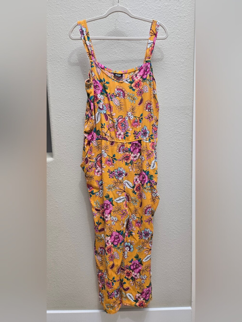 Floral Sleeveless Women’s Jumpsuit in Mustard Yellow by a.n.a